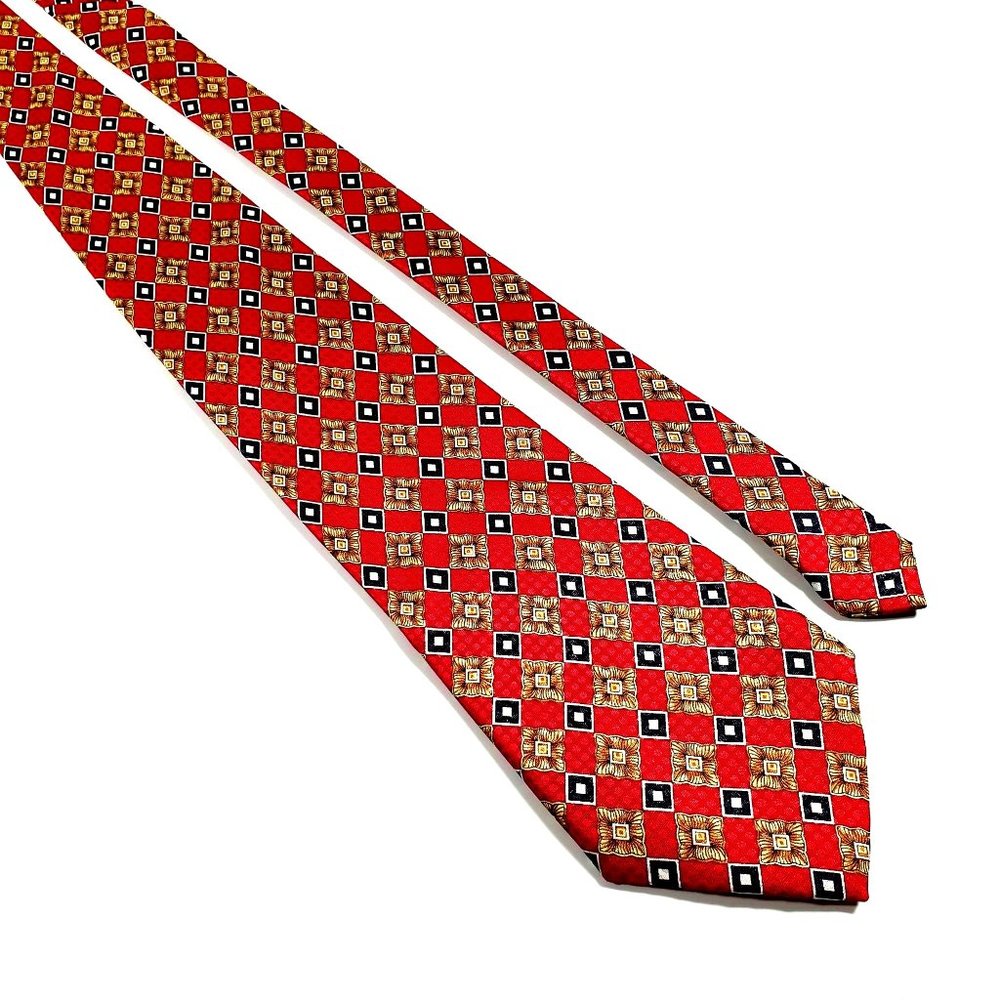 Danmes Mens Necktie Accessory Red Gold Office Work Dad Gift V E Denton